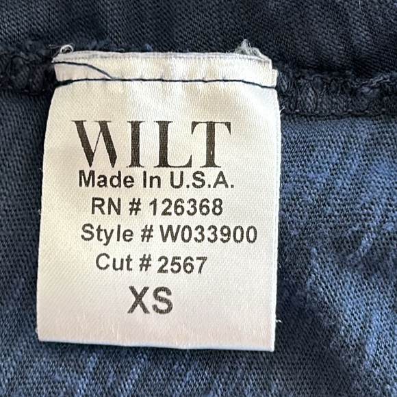 Wilt Blue Racerback Hi Lo Dress w Ruffled & Raw Hems Navy Cotton w MEASUREMENTS - Picture 5 of 11